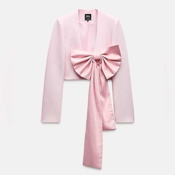 🦋 Bloggers Favorite 🦋 NWT Zara Crop Satin Effect Blazer Size M - Picture 14 of 16